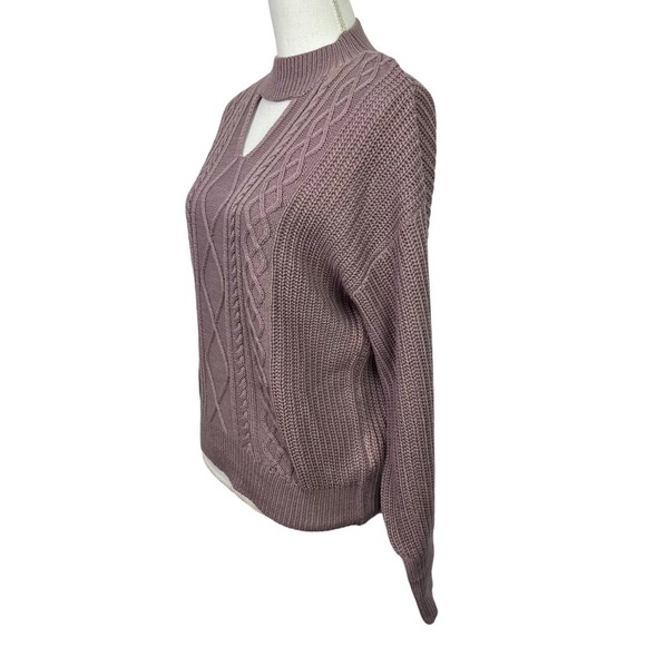 Steve Madden Womens Pullover Knit Sweater Sz Small Cut-out Neck Elderberry Color - Picture 3 of 12